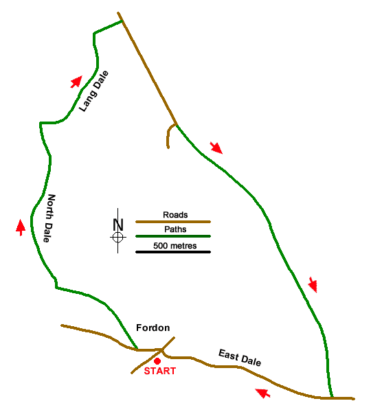 Route Map - Fordon and Dales Circular
 Walk