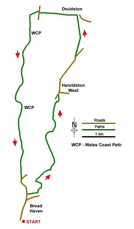 Route Map - Broad Haven & Druidston Circular Walk
