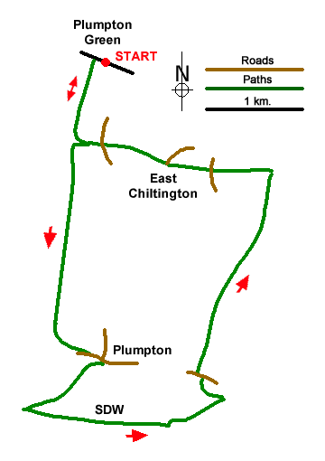Route Map - Plumpton Green & South Downs Walk