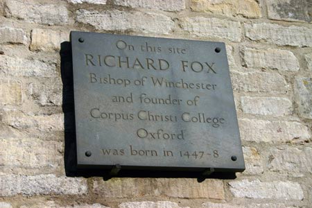 Bishop Foxe's birthplace plaque, Ropsley