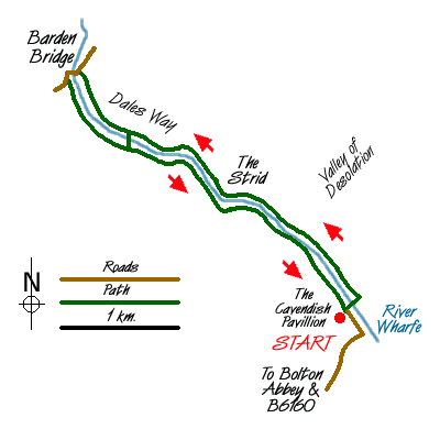 Route Map - Barden Bridge & the Strid Walk