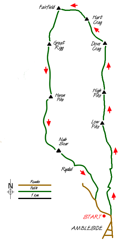 Route Map - The Fairfield Horseshoe Walk