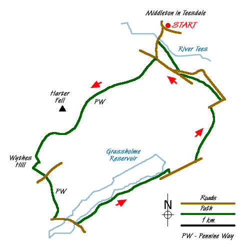 Route Map - Harter Fell & Grassholme Walk