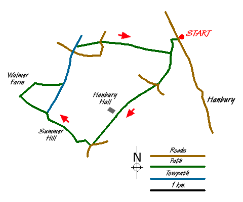 Route Map - Hanbury Hall & Piper's Hill Circular Walk