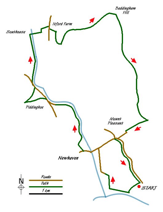 Route Map - Ouse Valley & Beddingham Hill Walk