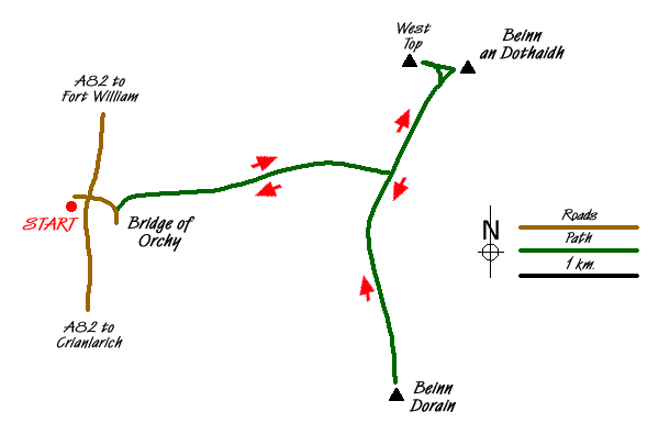 Route Map - Beinn an Dothaidh & Beinn Dorain Walk
