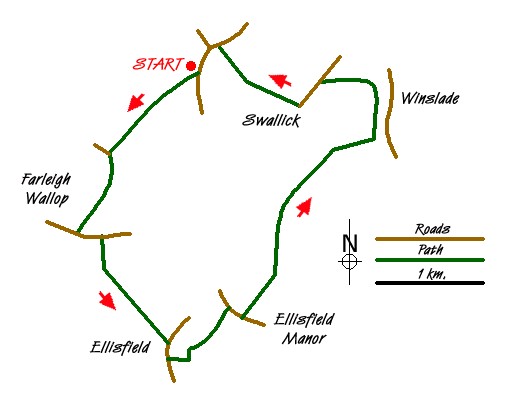 Route Map - Farleigh Wallop and Ellisfield Walk