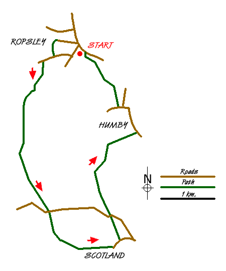 Route Map - Ropsley, Scotland & the Humbys Walk