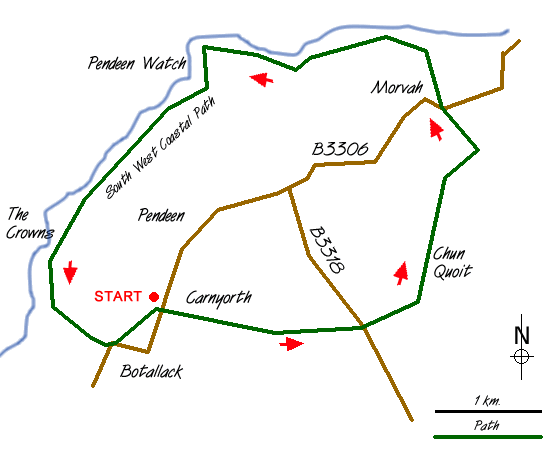 Route Map - Chun Quoit and Botallack Walk