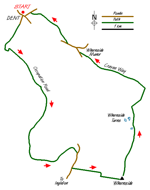 Route Map - Whernside & Dentdale Walk