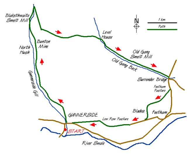 Route Map - Gunnerside & Surrender Bridge Walk