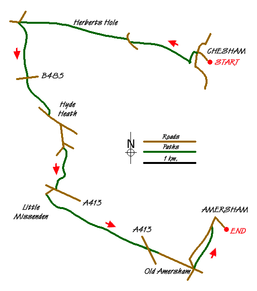 Route Map - Little Missenden and Amersham Walk