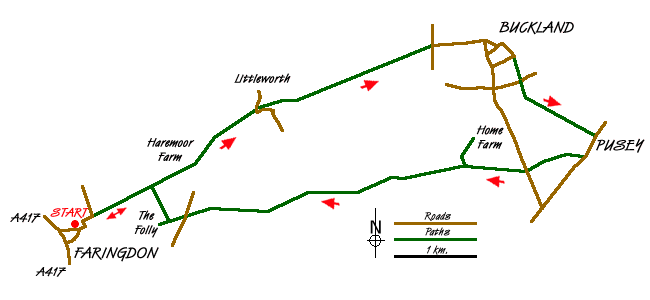 Route Map - Faringdon, Buckland & Pusey Walk