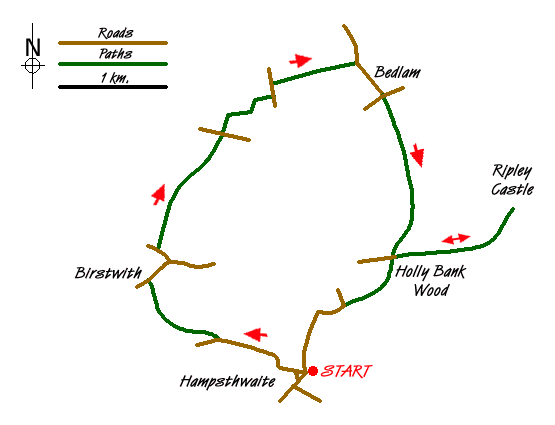 Route Map - Hampsthwaite & Ripley Park Walk
