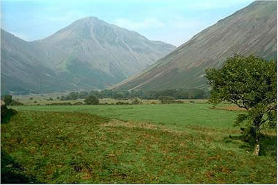 Great Gable viewed from the lane heading east up Wasdale