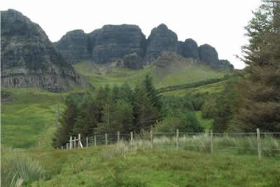 The cliffs beneath the summit of the Storr