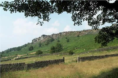 Baslow Edge with gritstone outcrops