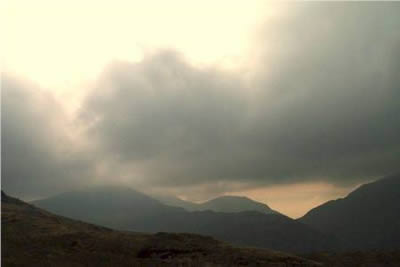 Storm clouds on Scafell Pike from Combe Head