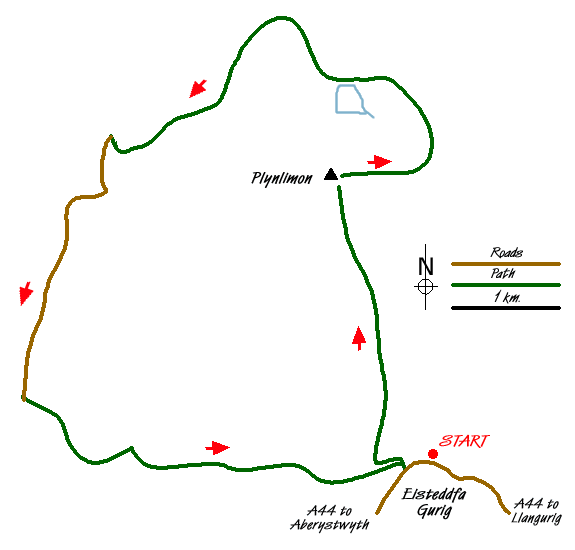 Route Map - Plynlimon & Nant-y-Moch Reservoir Walk