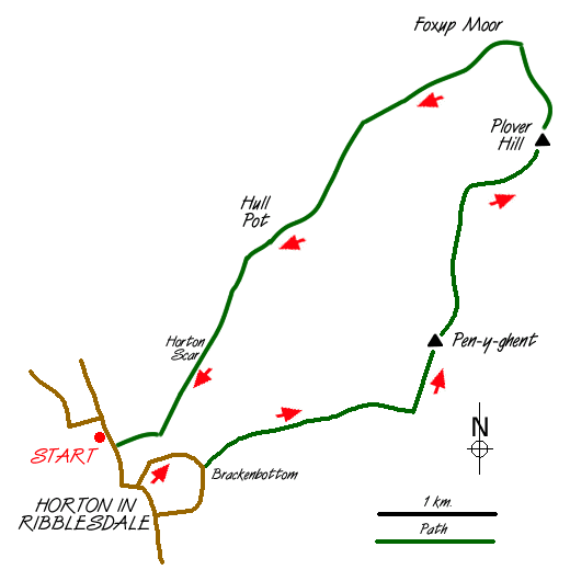 Route Map - Pen-y-ghent & Plover Hill Walk