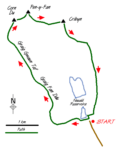 Route Map - Brecon Beacons Horseshoe Walk