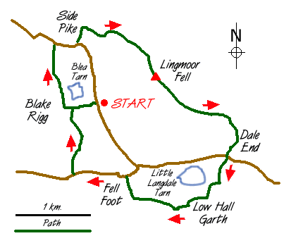 Route Map - Lingmoor Fell Walk
