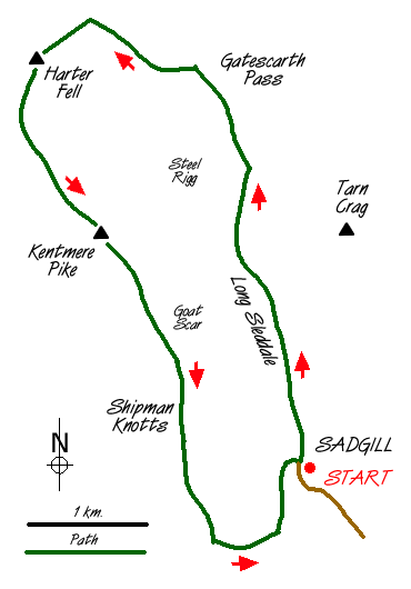 Route Map - Longsleddale and Kentmere Pike Walk