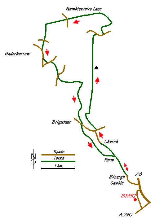 Route Map - Scout Scar from Sizergh Walk
