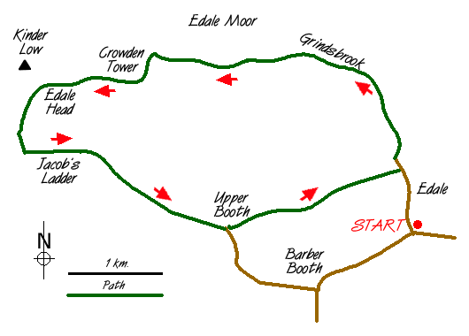 Route Map - Grindsbrook & Edale Head Walk