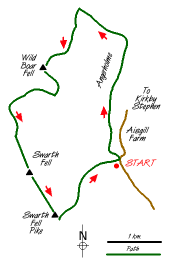 Route Map - Wild Boar Fell & Swarth Fell Walk