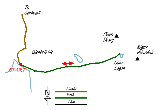 Route Map - Glen Brittle & Coire Lagan Walk