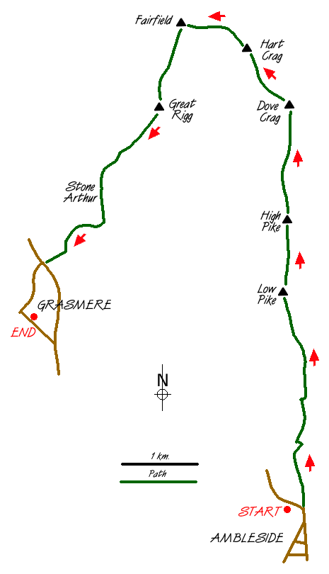 Route Map - Fairfield Horseshoe (short route) Walk