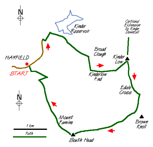 Route Map - Kinder Low & Mount Famine Walk