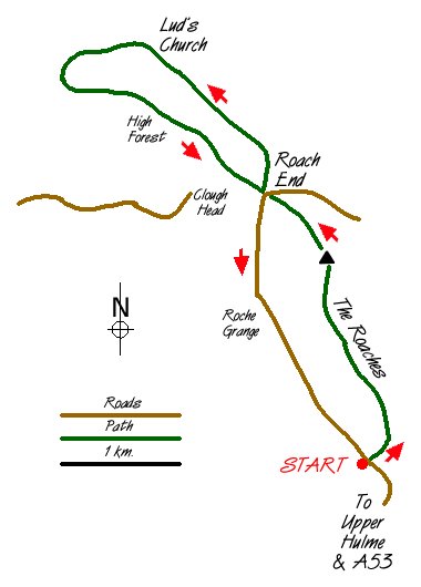Route Map - Roaches and Lud's Church Walk
