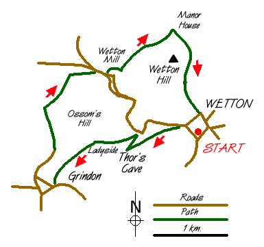 Route Map - Wetton Hill & the Manifold Valley Walk