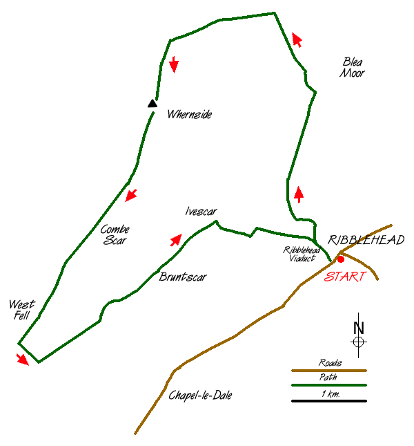Route Map - Whernside & Scales Moor Walk