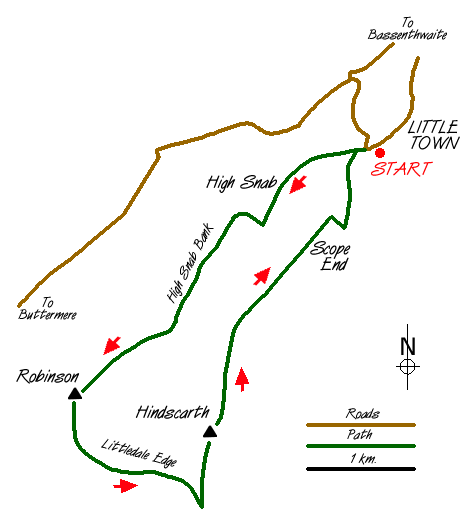 Route Map - Robinson & Hindscarth Walk