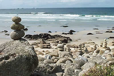 A beach artist's work at the northern end of Whitesand Bay