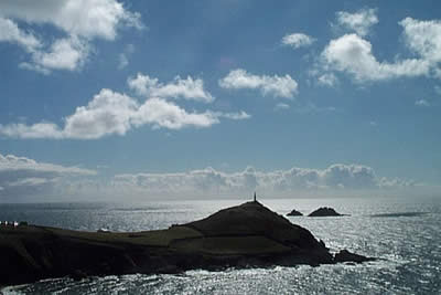 Cape Cornwall is topped by a derelict mine chimney