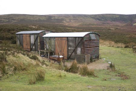 Two old railway wagons survive the elements on Haworth Moor