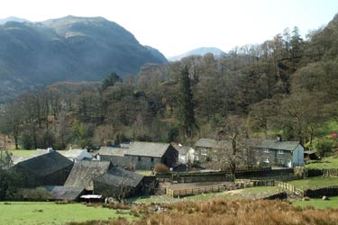 Seatoller with Rosthwaite Fell rising behind the village