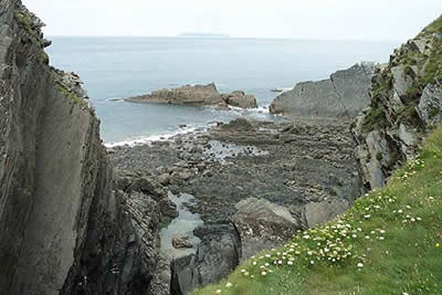 Lundy Island seen from Damehole Point