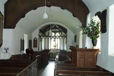 The interior of Oare Church (Exmoor) is simply decorated