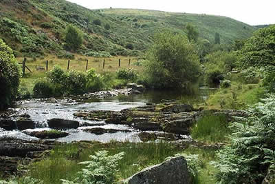 Badgworthy Water located between the moors of Exmoor