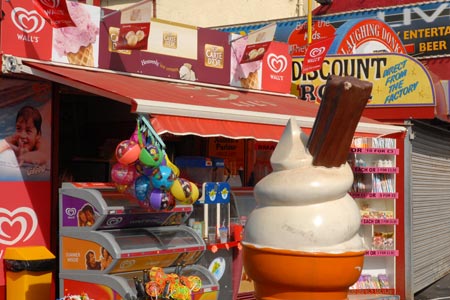 Colourful seaside ice cream stall, Blackpool