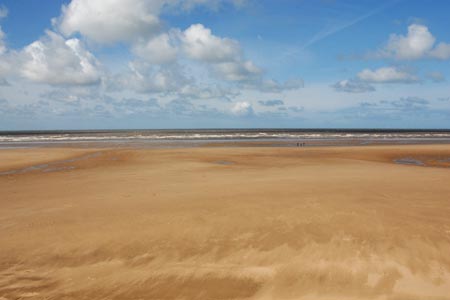 Empty Blackpool beach near Bispham