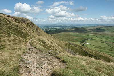 The descent from the summit of Pendle Hill to Pendle House