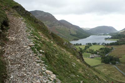 Fleetwith Pike rises steeply above Buttermere