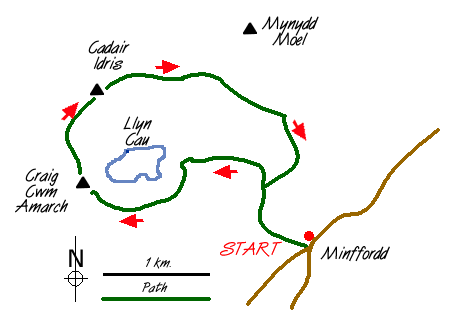 Route Map - Cadair Idris Minffordd Path Walk