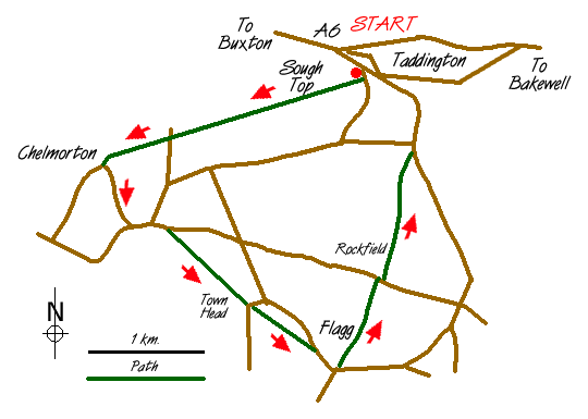 Route Map - Chelmorton & Flagg from Taddington Walk
